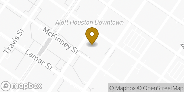 Map showing the location of Starbucks in Houston, TX 77010