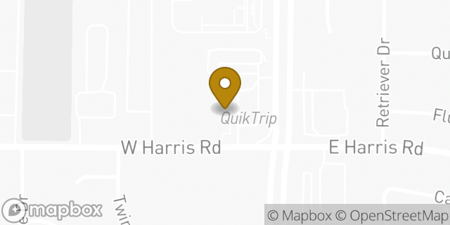 Map showing the location of QuikTrip Store #950 701 W Harris Rd in Arlington, TX 76001