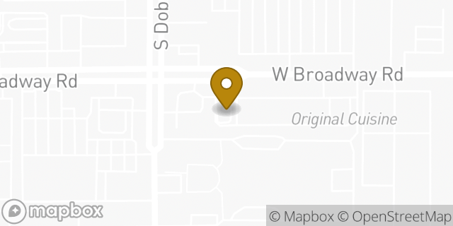 Map showing the location of Broadway & Dobson in Mesa, AZ 85202