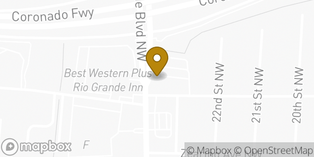 Map showing the location of Starbucks in Albuquerque, NM 87104