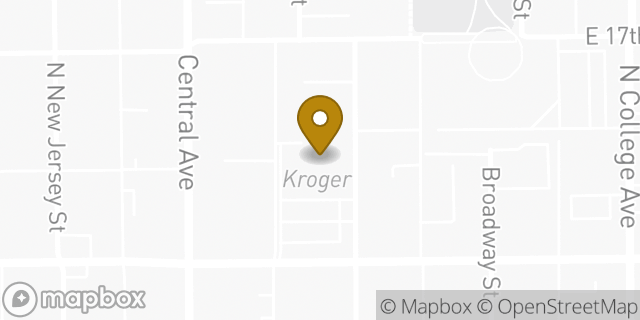 Map showing the location of ATM Kroger in Indianapolis, IN 46202