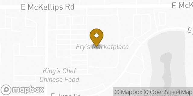 Map showing the location of Starbucks in Mesa, AZ 85203