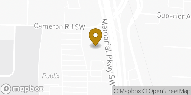 Map showing the location of Starbucks Coffee Company in Huntsville, AL 35802