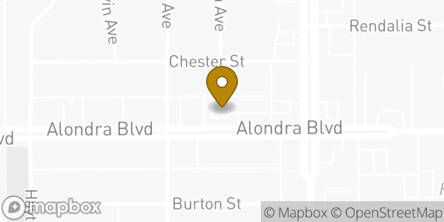 Map showing the location of Starbucks in Paramount, CA 90723