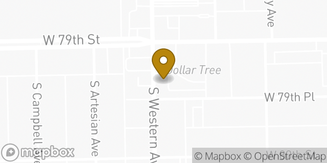 Map showing the location of Dunkin' in Chicago, IL 60620