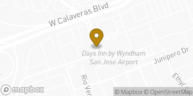 Map showing the location of Days Inn by Wyndham San Jose Airport in Milpitas, CA 95035