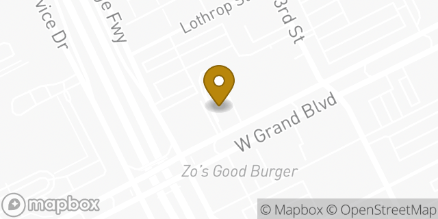Map showing the location of McDonald's in Detroit, MI 48202