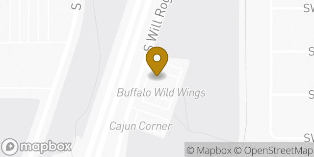Map showing the location of Buffalo Wild Wings in Oklahoma City, OK 73159