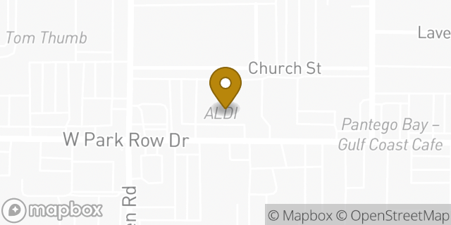 Map showing the location of Aldi in Pantego, TX 76013
