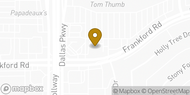 Map showing the location of Chase Bank in Dallas, TX 75287