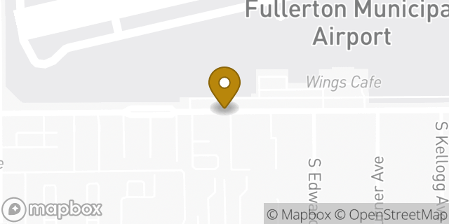 Map showing the location of Fullerton - Aviation Facilities (Private Flights Only) in Fullerton, CA 92833