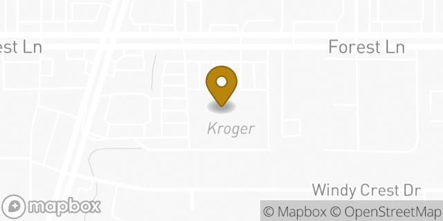 Map showing the location of Kroger in Dallas, TX 75243