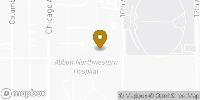 Map showing the location of Allina Health Minneapolis Heart Institute in Minneapolis, MN 55407