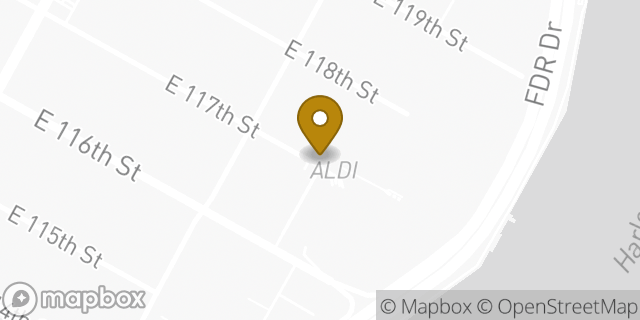 Map showing the location of Aldi in New York, NY 10035