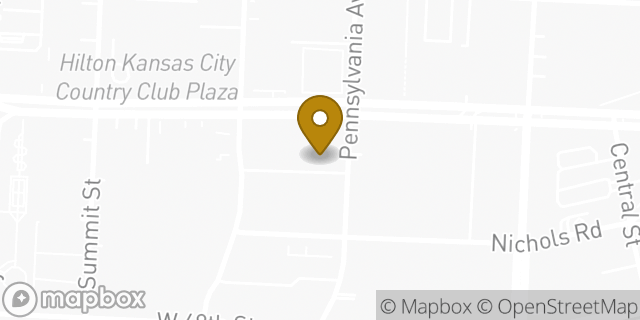 Map showing the location of Panera Bread in Kansas City, MO 64112