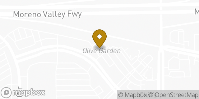 Map showing the location of Olive Garden Italian Restaurant in Moreno Valley, CA 92553