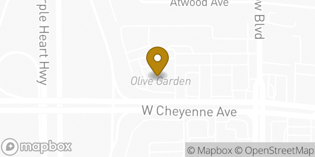 Map showing the location of Olive Garden in Las Vegas, NV 89108
