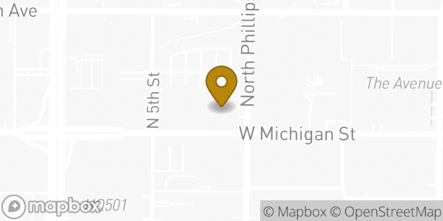 Map showing the location of Avis Car Rental in Milwaukee, WI 53203