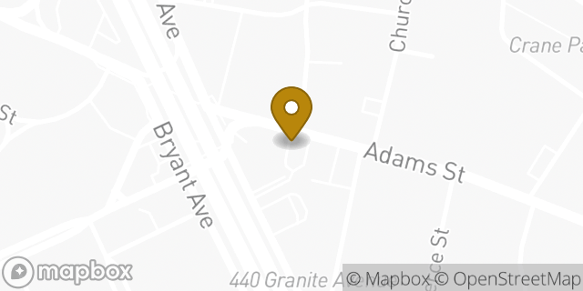 Map showing the location of Dunkin' in Milton, MA 02186