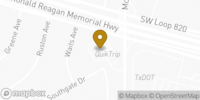 Map showing the location of QuikTrip in Fort Worth, TX 76133