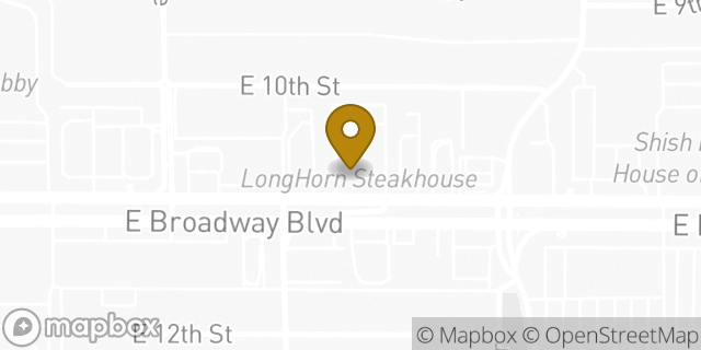 Map showing the location of LongHorn Steakhouse in Tucson, AZ 85711