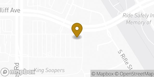 Map showing the location of Starbucks in Aurora, CO 80013