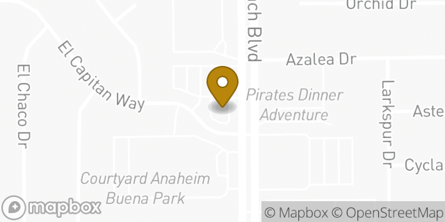 Map showing the location of Starbucks in Buena Park, CA 90620