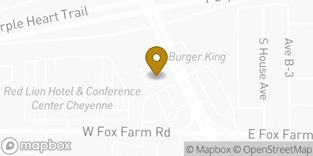 Map showing the location of Subway in Cheyenne, WY 82007