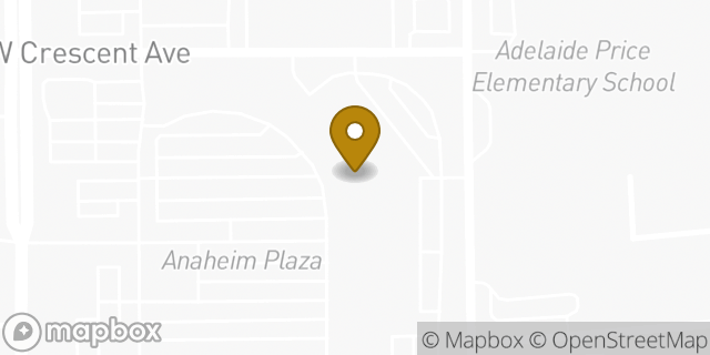 Map showing the location of TJ Maxx in Anaheim, CA 92801