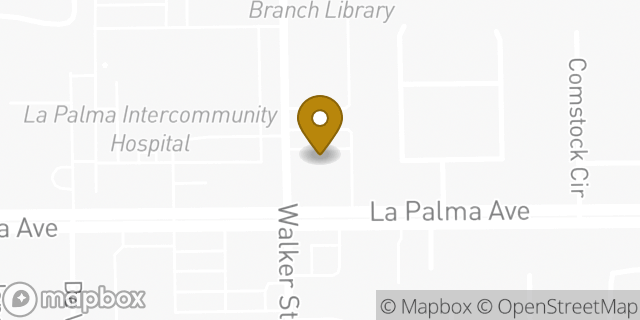 Map showing the location of Bank of America in La Palma, CA 90623
