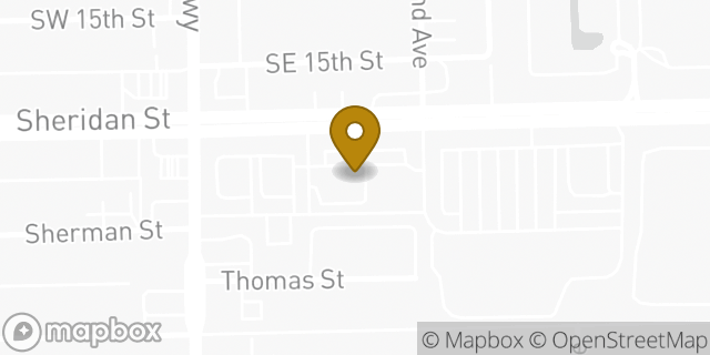 Map showing the location of Starbucks in Hollywood, FL 33020