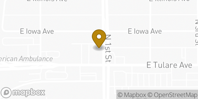 Map showing the location of AutoZone in Fresno, CA 93721