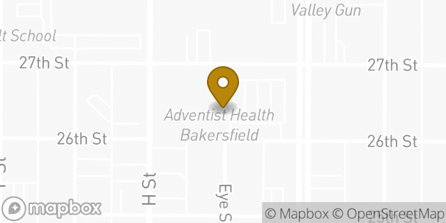 Map showing the location of Starbucks in Bakersfield, CA 93301