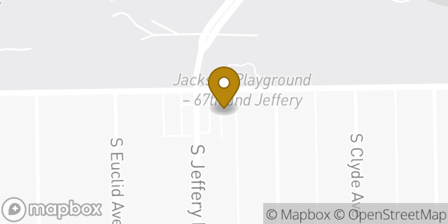 Map showing the location of Dunkin' in Chicago, IL 60649