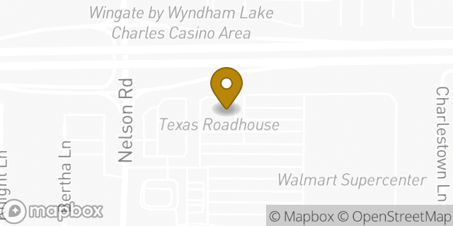 Map showing the location of Texas Roadhouse in Lake Charles, LA 70605