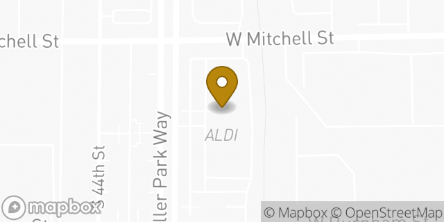 Map showing the location of Aldi in West Milwaukee, WI 53214