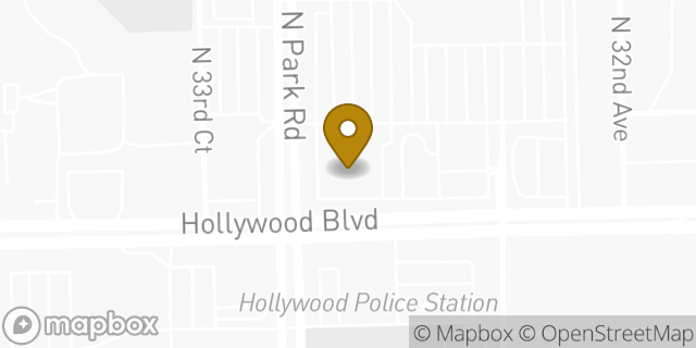 Map showing the location of Starbucks in Hollywood, FL 33021