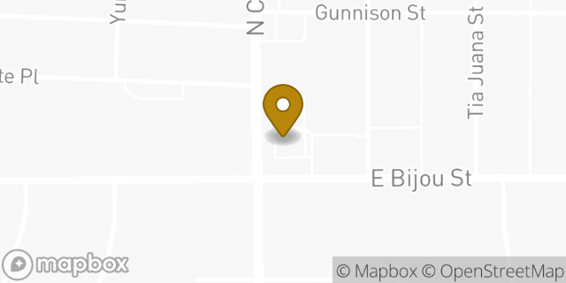 Map showing the location of Dunkin' in Colorado Springs, CO 80909