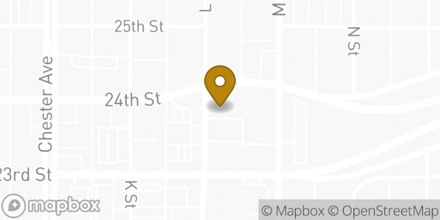 Map showing the location of Starbucks in Bakersfield, CA 93301