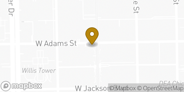 Map showing the location of Dunkin' in Chicago, IL 60606