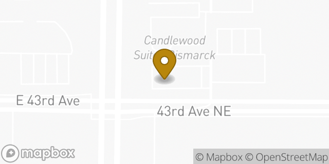 Map showing the location of Starbucks Coffee Company in Bismarck, ND 58503