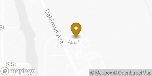 Map showing the location of Aldi in Omaha, NE 68107