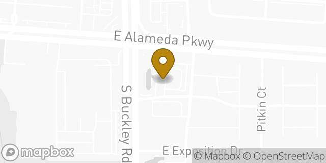 Map showing the location of Amazon Locker - Bright in Aurora, CO 80011