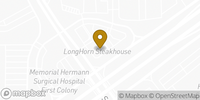 Map showing the location of LongHorn Steakhouse in Sugar Land, TX 77479
