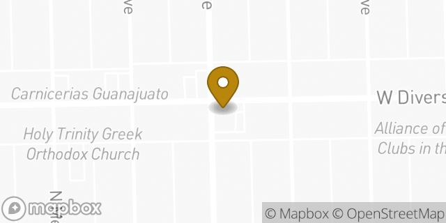 Map showing the location of Dunkin' in Chicago, IL 60639