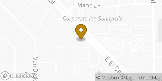 Map showing the location of Dunkin' in Sunnyvale, CA 94087