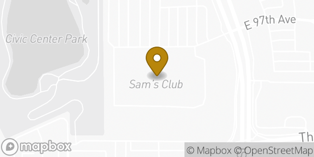 Map showing the location of Sam's Club in Thornton, CO 80229