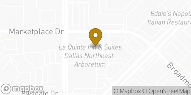 Map showing the location of La Quinta Inn and Suites by Wyndham Dallas Northeast-Arboretum in Garland, TX 75041