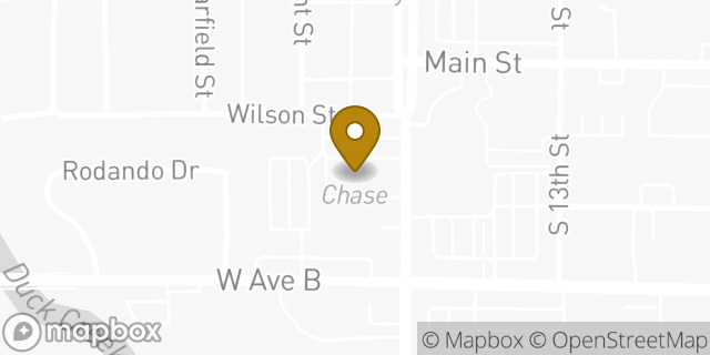 Map showing the location of Chase Bank in Garland, TX 75040