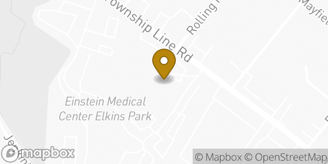 Map showing the location of Jefferson–Solis Mammography – Elkins Park in Elkins Park, PA 19027